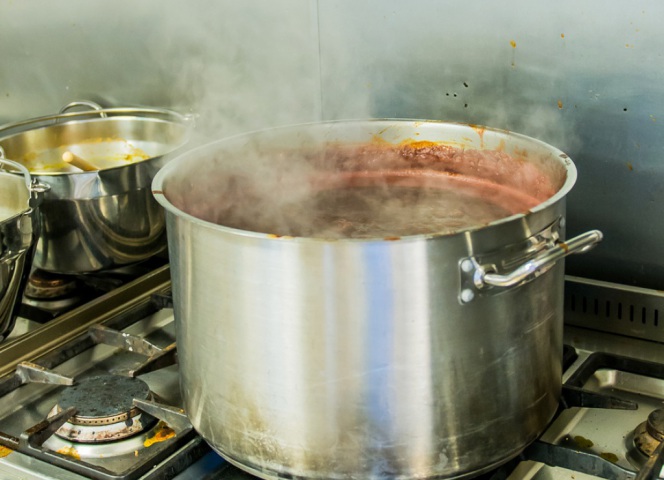 Chutney boiling away on the stove.